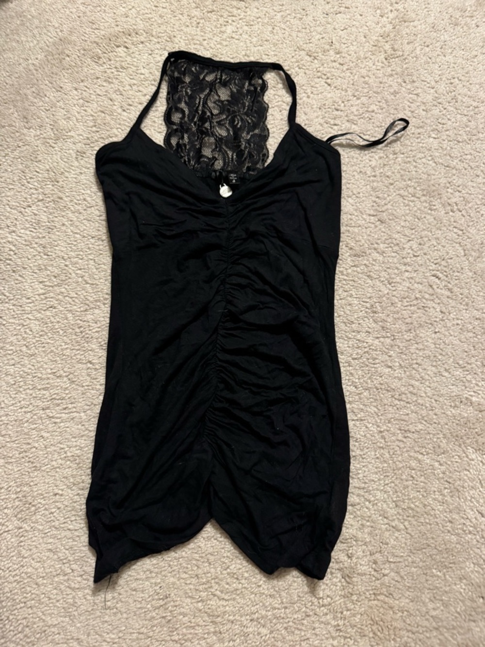 BKE Black Lace-Racerback Ruched Tank Top